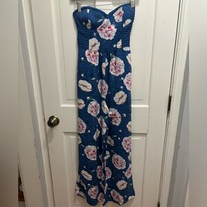 Band of gypsies Boho Peony Print Strapless Jumpsuit S
